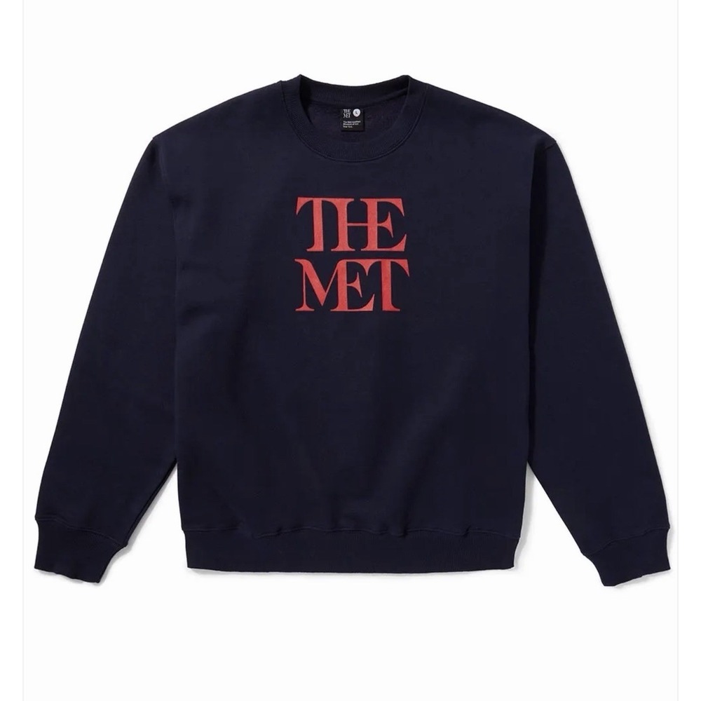 The Met Metropolitan Museum of Art Blue Red Crewneck Sweater Academia Artsy Crew